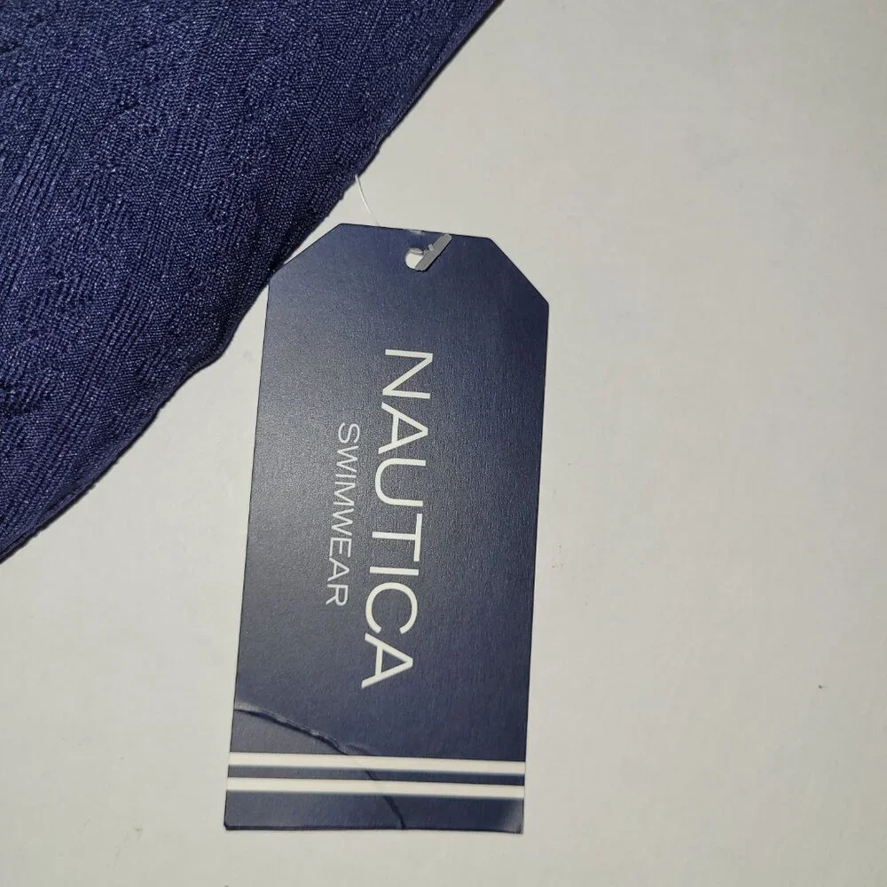 Nautica knit cross-back one-piece swimsuit bathing suit New w/ tags Blue - Picture 4 of 8